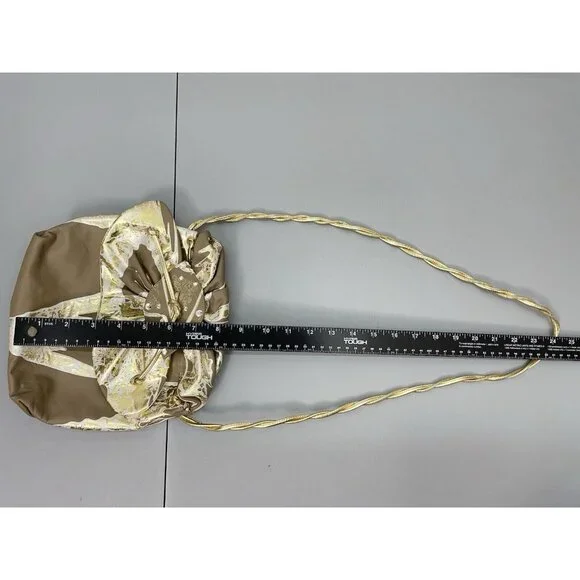 Vintage 80s Terry Toni Shoulder Bag Purse Hand Painted White Gold Leather Brown - Picture 16 of 16